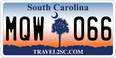 SC license plate MQW066