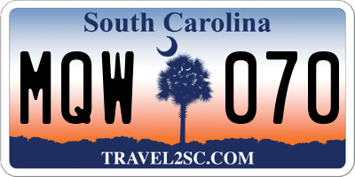SC license plate MQW070