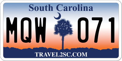 SC license plate MQW071