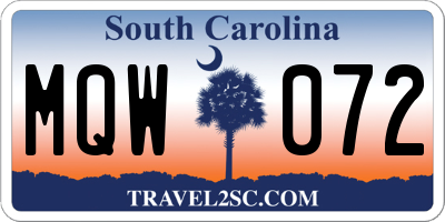 SC license plate MQW072