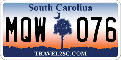 SC license plate MQW076