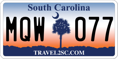 SC license plate MQW077