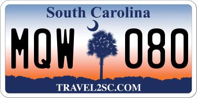 SC license plate MQW080