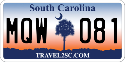 SC license plate MQW081