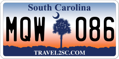 SC license plate MQW086