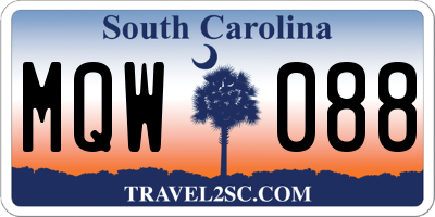 SC license plate MQW088