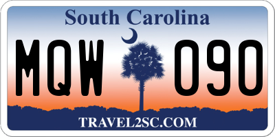 SC license plate MQW090
