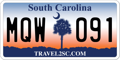 SC license plate MQW091
