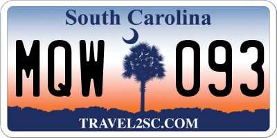 SC license plate MQW093