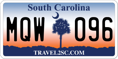 SC license plate MQW096