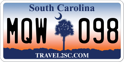 SC license plate MQW098