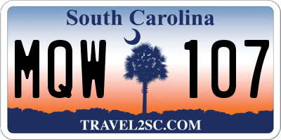 SC license plate MQW107