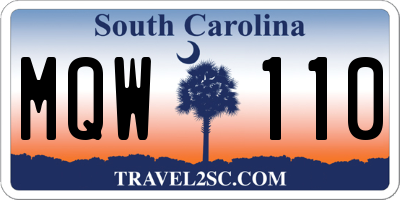 SC license plate MQW110