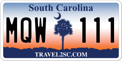 SC license plate MQW111
