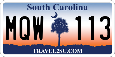 SC license plate MQW113