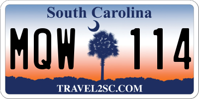 SC license plate MQW114