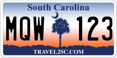 SC license plate MQW123
