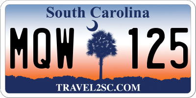 SC license plate MQW125