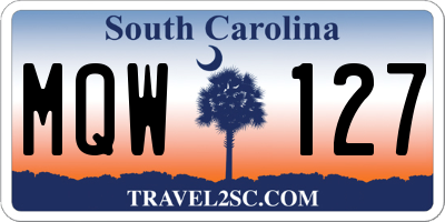 SC license plate MQW127