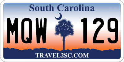 SC license plate MQW129