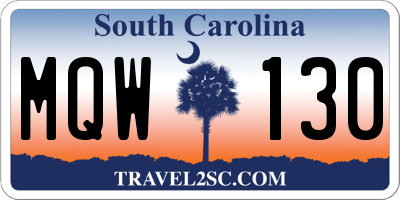 SC license plate MQW130
