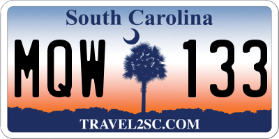 SC license plate MQW133