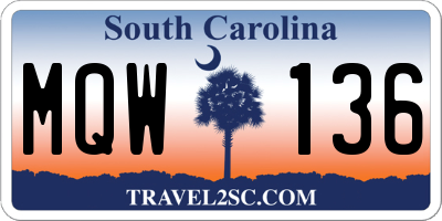 SC license plate MQW136
