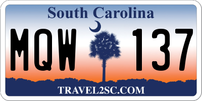 SC license plate MQW137