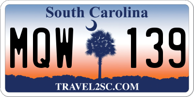 SC license plate MQW139