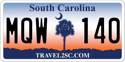 SC license plate MQW140