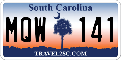 SC license plate MQW141