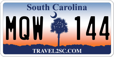 SC license plate MQW144