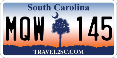 SC license plate MQW145