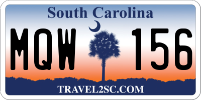 SC license plate MQW156