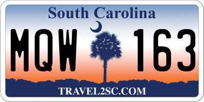 SC license plate MQW163