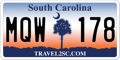 SC license plate MQW178