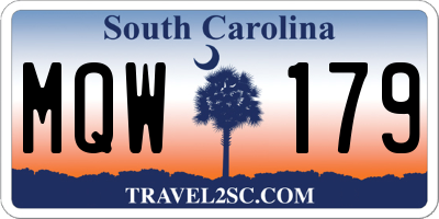 SC license plate MQW179
