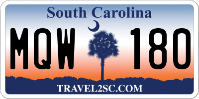 SC license plate MQW180