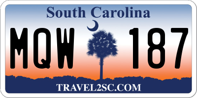 SC license plate MQW187