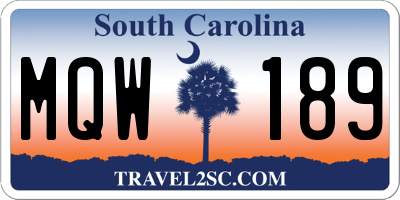 SC license plate MQW189