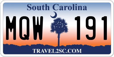 SC license plate MQW191