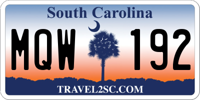 SC license plate MQW192