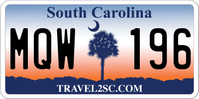 SC license plate MQW196