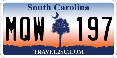 SC license plate MQW197