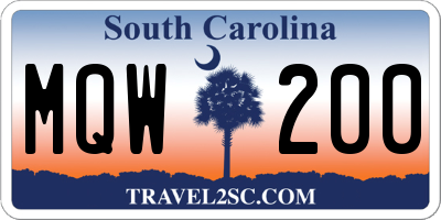 SC license plate MQW200