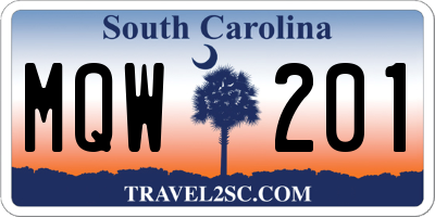 SC license plate MQW201