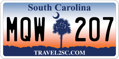 SC license plate MQW207