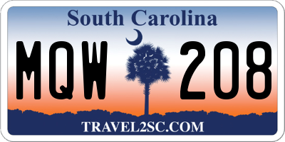 SC license plate MQW208