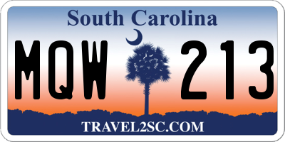 SC license plate MQW213