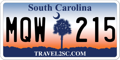 SC license plate MQW215